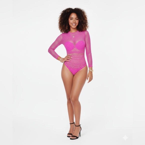 Crystal Mesh Glow Bodysuit – Completely Sheer | One Size - Picture 6 of 11